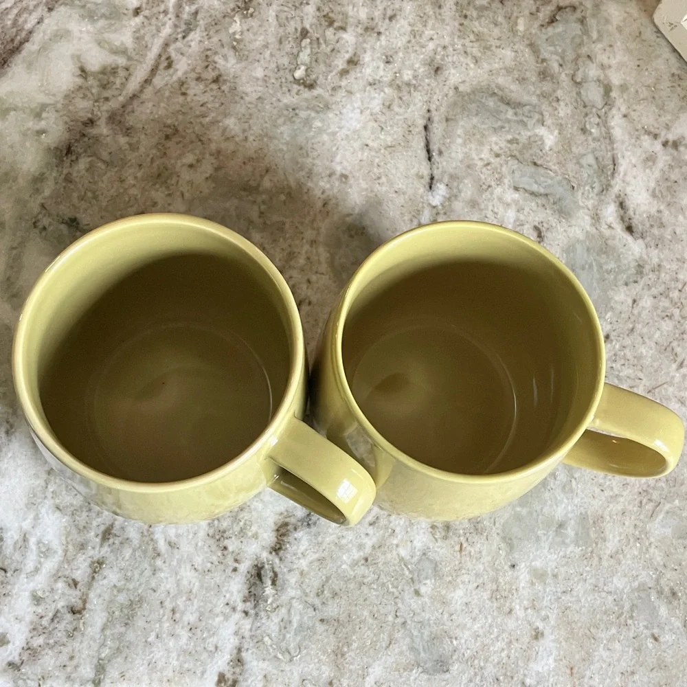 Crate & Barrel Set Of 2 Harris Mugs in Ochre